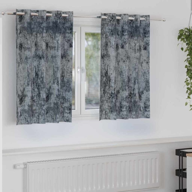 Rideaux en velours 2 pcs avec œillets gris argent 140x140 cm 