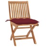 Chaises de jardin lot de 2 coussins rouge bordeaux Teck massif 