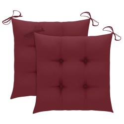 Chaises de jardin lot de 2 coussins rouge bordeaux Teck massif 
