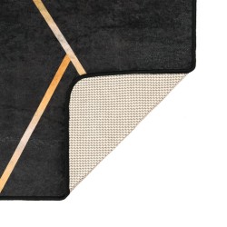 Tapis lavable noir et doré 80x150 cm antidérapant 