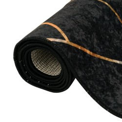 Tapis lavable noir et doré 80x150 cm antidérapant 