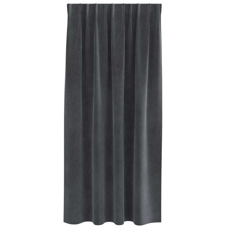 Rideaux occultants avec bande supérieure 2 pcs Velours Gris clair 