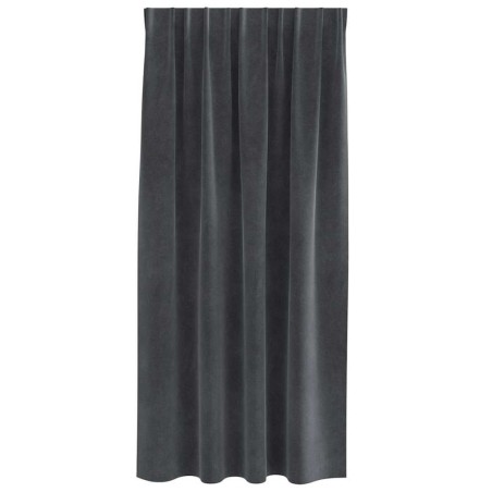 Rideaux occultants avec bande supérieure 2 pcs Velours Gris clair 