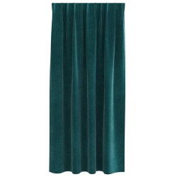 Rideaux occultants avec bande supérieure, 2 pièces, en velours vert foncé 