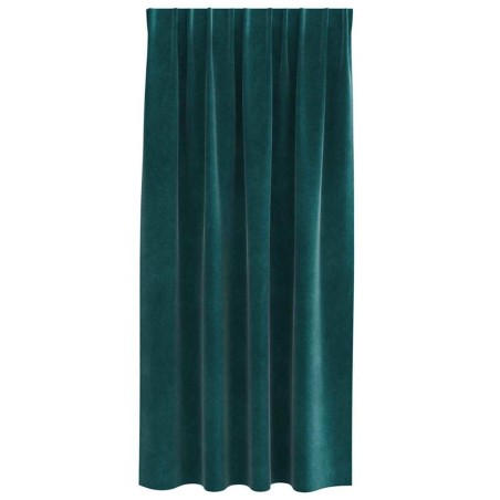 Rideaux occultants avec bande supérieure, 2 pièces, en velours vert foncé 
