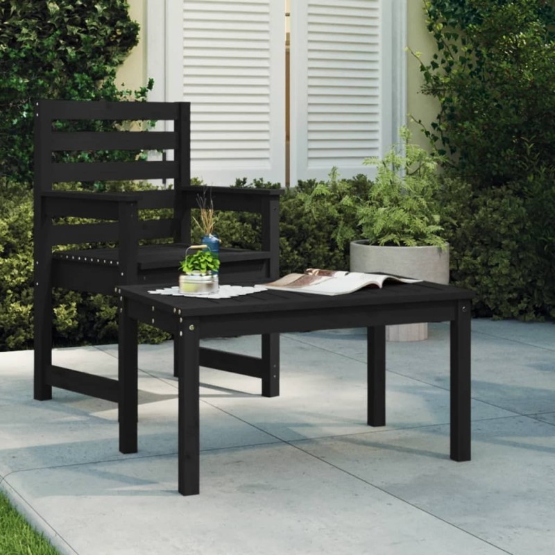 Table de jardin noir 82,5x50,5x45 cm bois massif de pin 