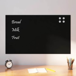 Tableau noir magnétique mural noir 100x60 cm verre trempé 