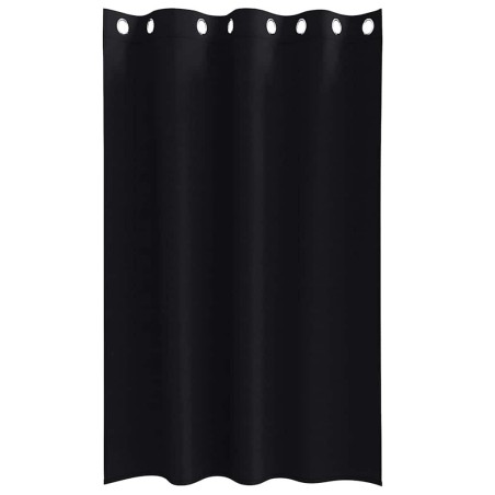 Rideaux avec des rideaux 2 pcs Noir 175 x 140 cm Polyester 