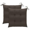 Chaises de jardin lot de 2 et coussins taupe Bois teck massif 