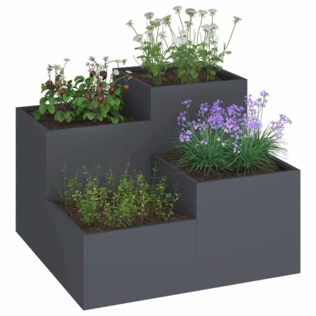 Jardinière 100x100x60 cm en acier anthracite 