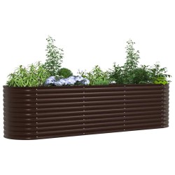 Bac de jardin surélevé marron 320x80x81 cm en acier galvanisé 