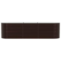 Bac de jardin surélevé marron 320x80x81 cm en acier galvanisé 