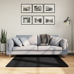 Tapis OVIEDO à poils courts noir 120x120 cm 