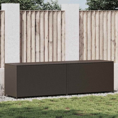 Boîte de rangement de jardin résine tressée 200x50x60 cm marron 