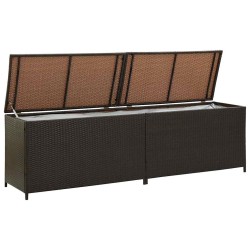 Boîte de rangement de jardin résine tressée 200x50x60 cm marron 