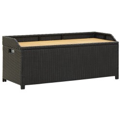 Banc de rangement de jardin 120 cm Résine tressée Noir 