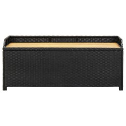 Banc de rangement de jardin 120 cm Résine tressée Noir 