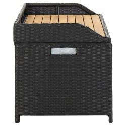 Banc de rangement de jardin 120 cm Résine tressée Noir 