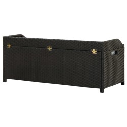 Banc de rangement de jardin 120 cm Résine tressée Noir 