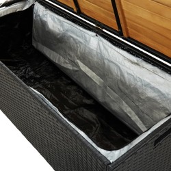 Banc de rangement de jardin 120 cm Résine tressée Noir 