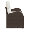 Canapé de jardin 2 places avec rangement et coussins en poly rotin marron 
