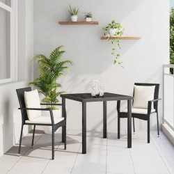 Ensemble de Salle à Manger de Jardin 3 pcs Noir 80 x 80 x 73 cm 