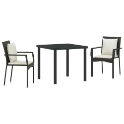 Ensemble de Salle à Manger de Jardin 3 pcs Noir 80 x 80 x 73 cm 