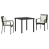 Ensemble de Salle à Manger de Jardin 3 pcs Noir 80 x 80 x 73 cm 
