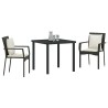 Ensemble de Salle à Manger de Jardin 3 pcs Noir 80 x 80 x 73 cm 