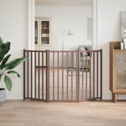 Barrière pour chien pliable 3 panneaux 150 cm bois sapin massif 