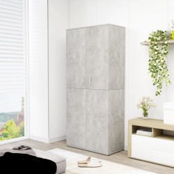 Armoire à chaussures Gris béton 80x39x178 cm Bois d'ingénierie 