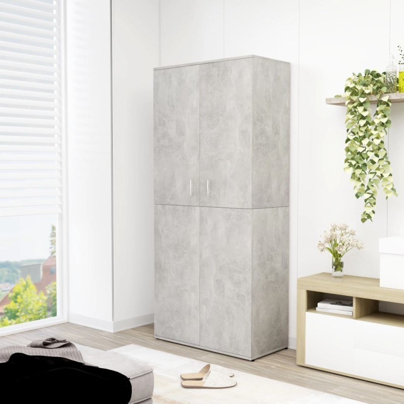 Armoire à chaussures Gris béton 80x39x178 cm Bois d'ingénierie 