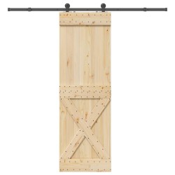 Porte coulissante et kit de quincaillerie 70x210 cm pin massif 