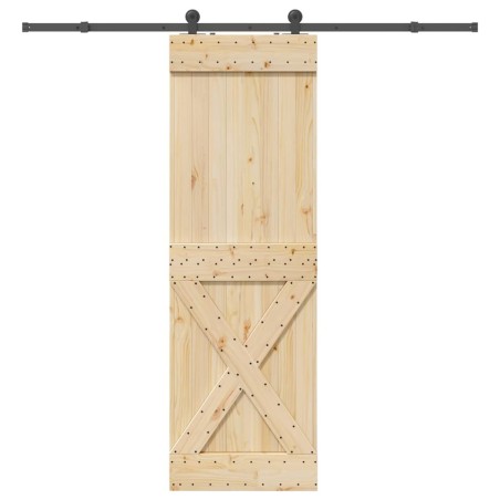 Porte coulissante et kit de quincaillerie 70x210 cm pin massif 