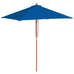 Parasol de jardin avec mât en bois bleu 150x200 cm 