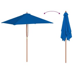 Parasol de jardin avec mât en bois bleu 150x200 cm 