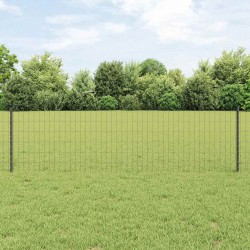Clôture Euro avec 22 poteaux en U Grise 0,6x50 m Acier 