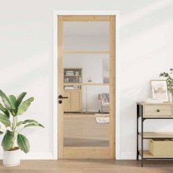 porte intérieure avec verre "ORKDAL" 93x232x4 cm en bois massif de pin 