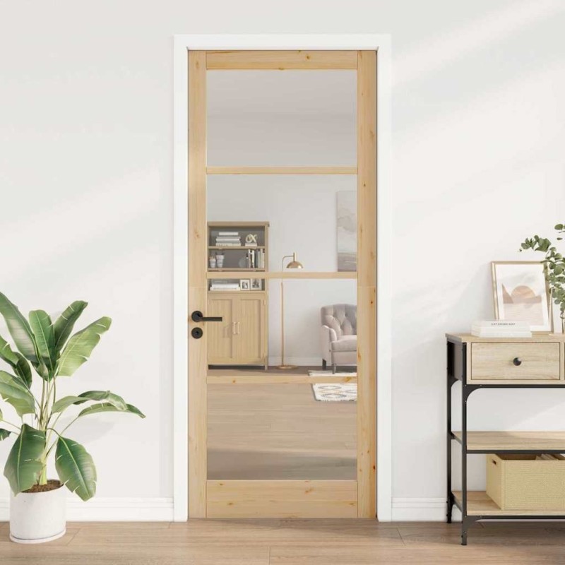 porte intérieure avec verre "ORKDAL" 93x232x4 cm en bois massif de pin 