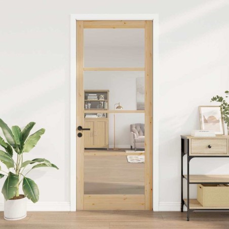 porte intérieure avec verre "ORKDAL" 93x232x4 cm en bois massif de pin 