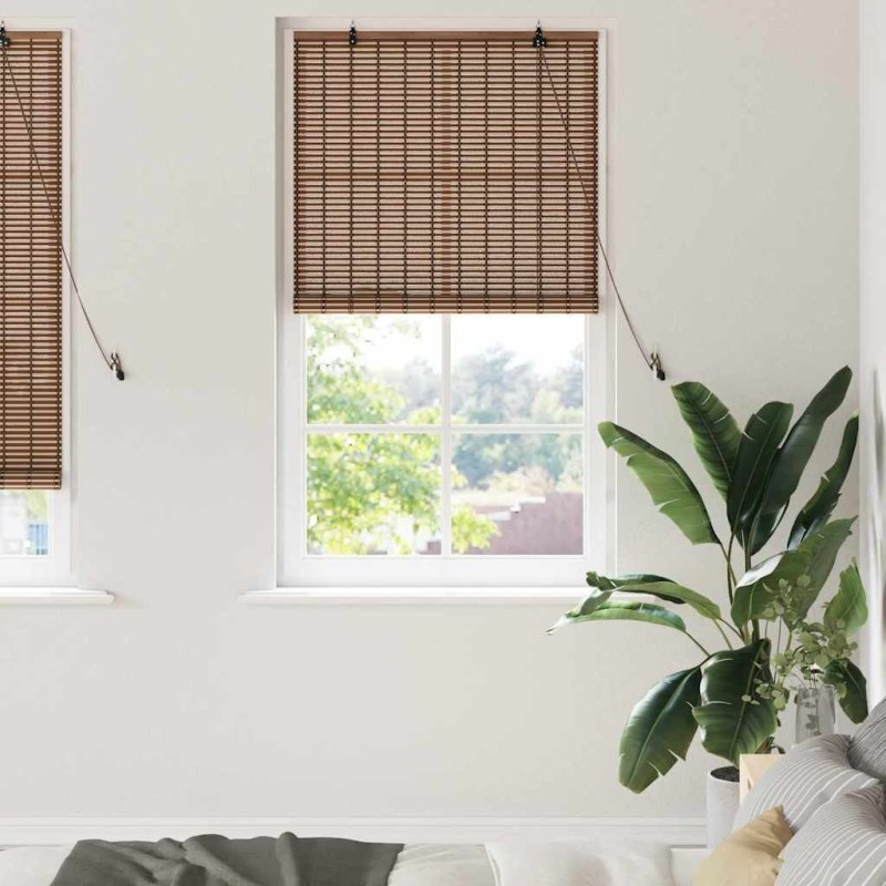 Store de Fenêtre avec des rideaux Marron 80 x 220 cm Bambou 