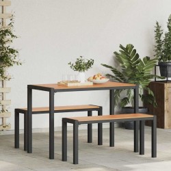 Ensemble de salle à manger de jardin 3 pièces en acier et WPC marron 