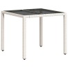 Table de jardin dessus en verre blanc 90x90x75cm résine tressée 