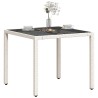 Table de jardin dessus en verre blanc 90x90x75cm résine tressée 