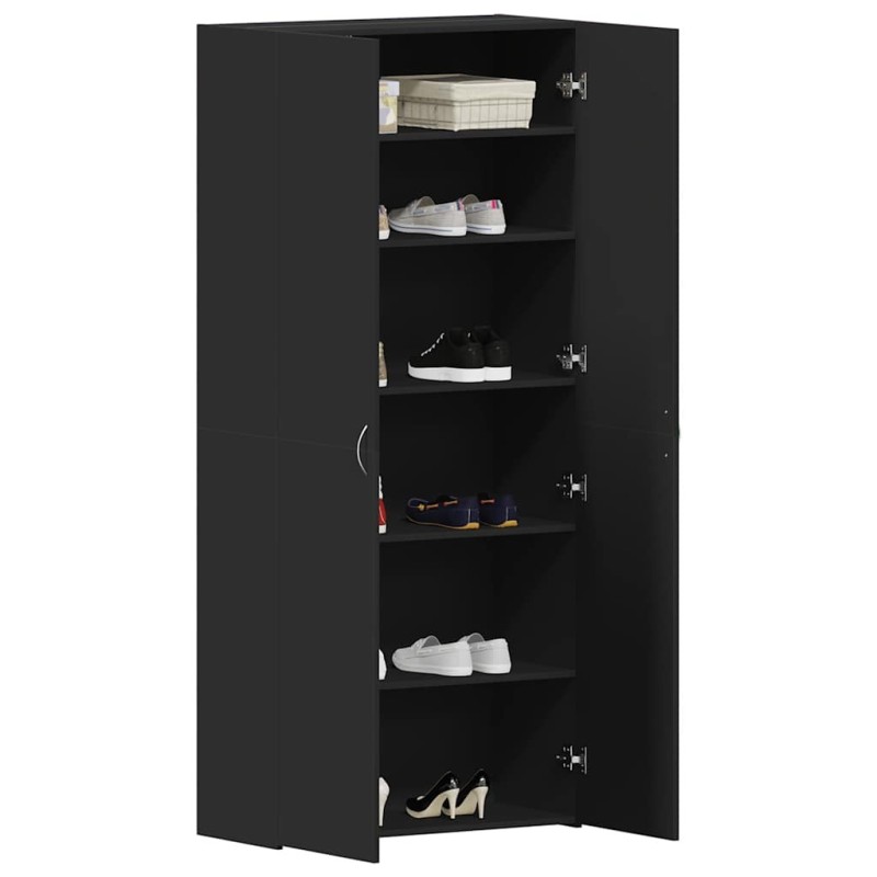 Cabinet à chaussures Noir 80x35,5x180 cm Bois d'ingénierie 
