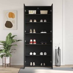 Cabinet à chaussures Noir 80x35,5x180 cm Bois d'ingénierie 