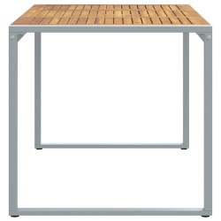 Table de salle à manger extérieure Grise 160x80x75 cm Acier et Bois Massif d'Acacia 
