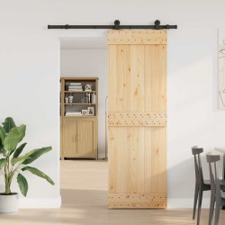 Porte coulissante et kit de quincaillerie 70x210 cm pin massif 