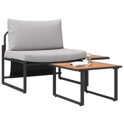 Ensemble de canapé de jardin 2 pièces siège unique avec coussins gris clair 