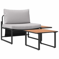 Ensemble de canapé de jardin 2 pièces siège unique avec coussins gris clair 